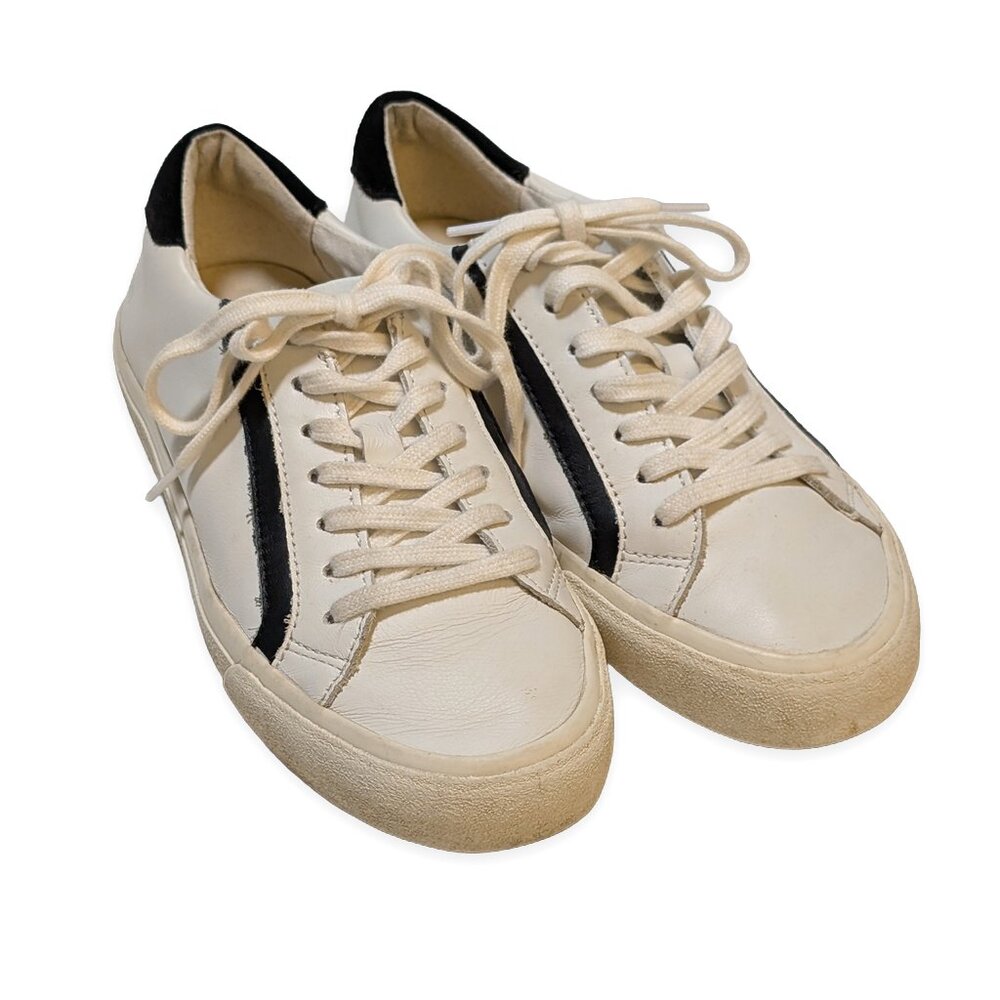 Madewell Delia Sidewalk Low Top Sneakers Black/White Leather Women's Size 8.5M